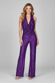 Charlotte | Textured Wide-Leg Halter Neck Jumpsuit