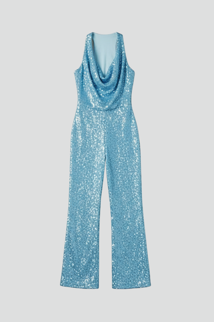 Charlotte | Textured Wide-Leg Halter Neck Jumpsuit