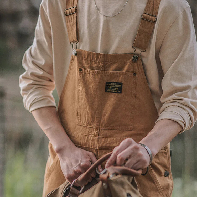 Claudia | Slim Fit Straight Leg Cotton Overalls