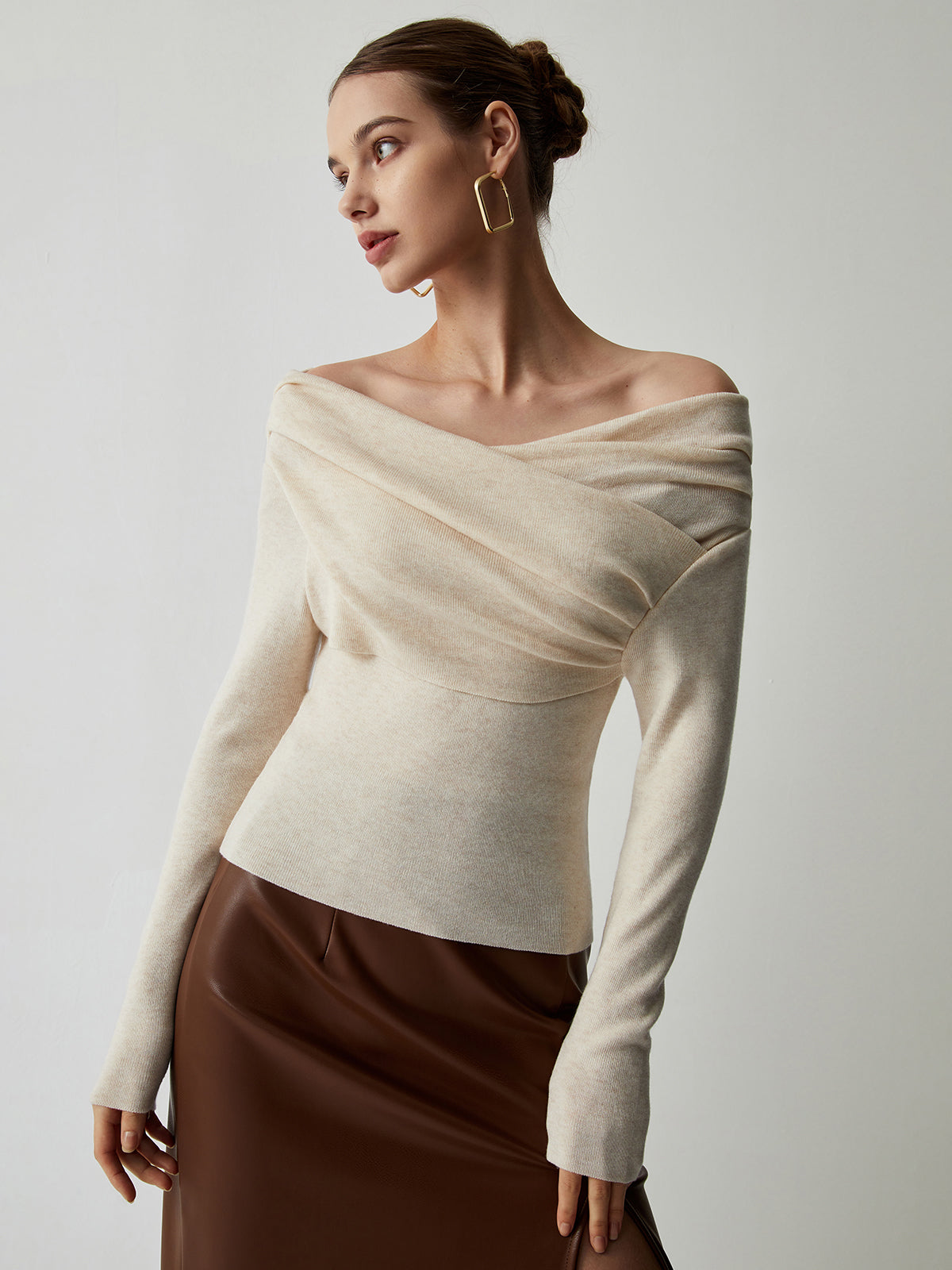 Clementine | Off Shoulder Wrap Knit Top