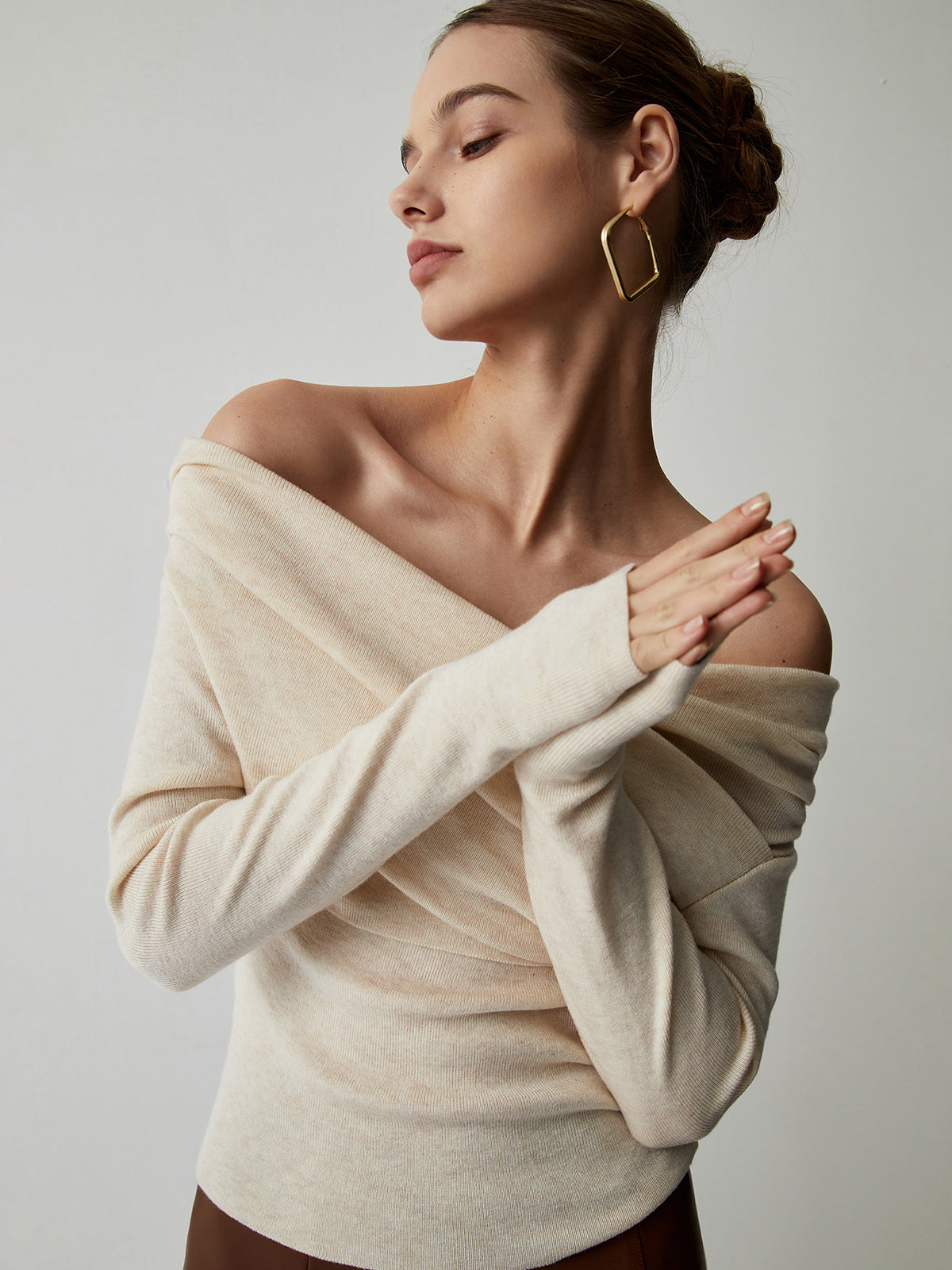 Clementine | Off Shoulder Wrap Knit Top
