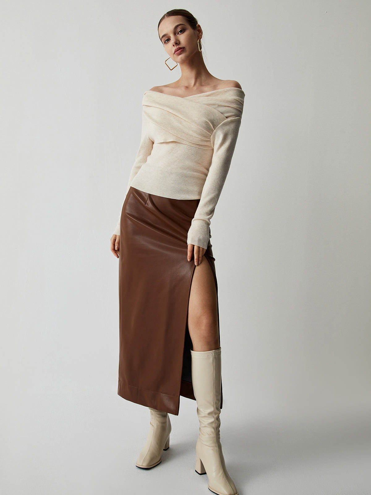 Clementine | Off Shoulder Wrap Knit Top