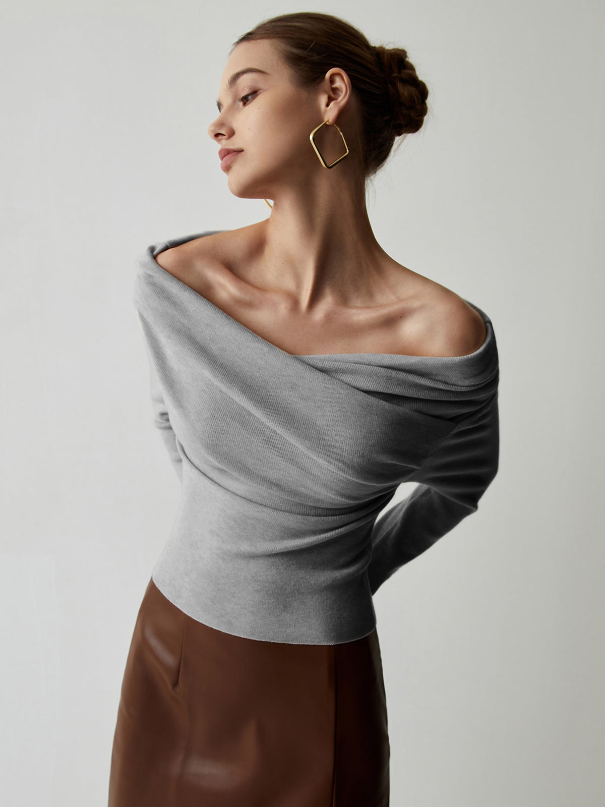 Clementine | Off Shoulder Wrap Knit Top