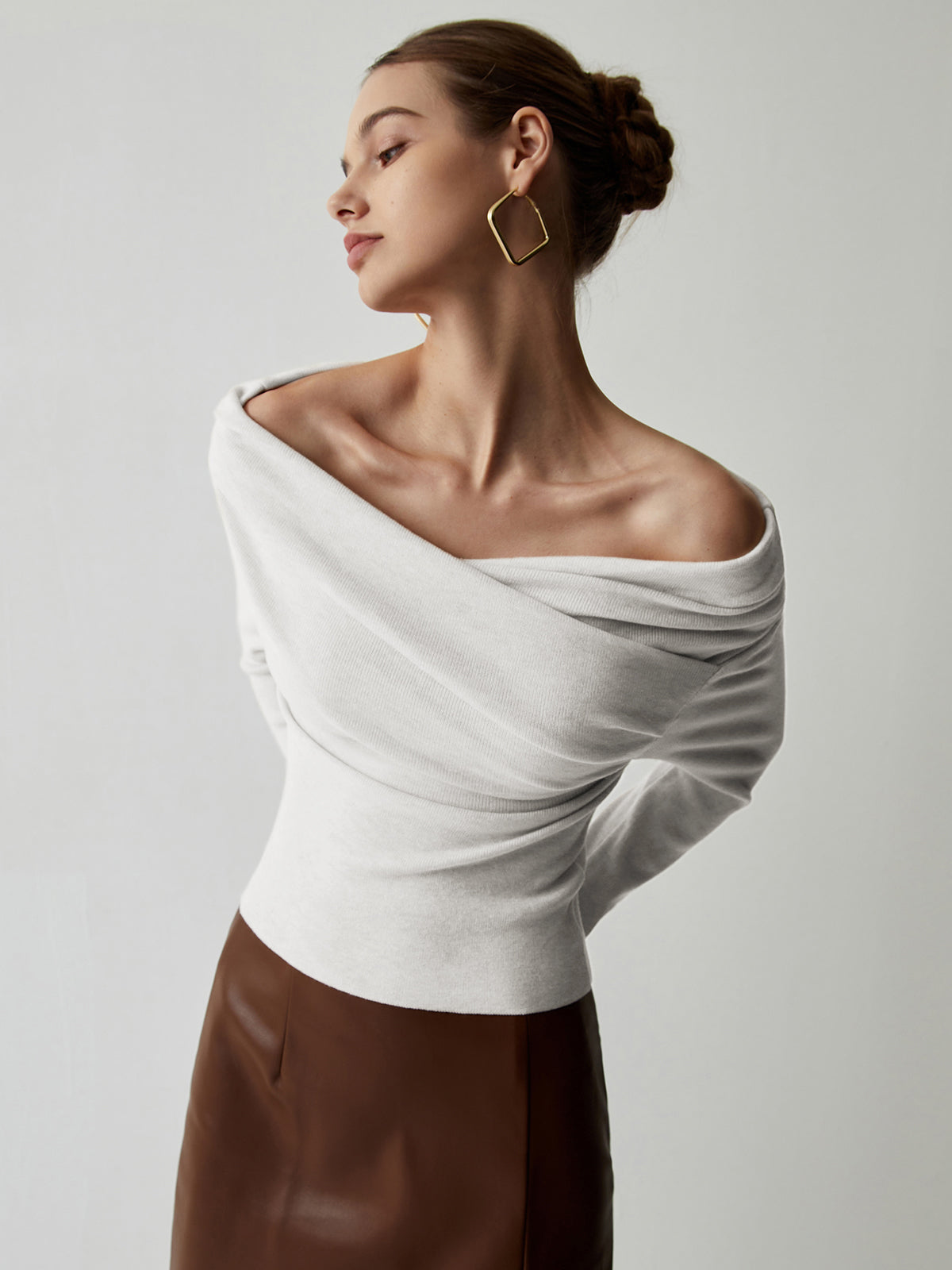 Clementine | Off Shoulder Wrap Knit Top
