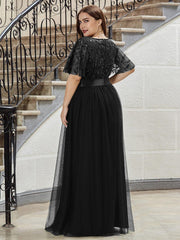Cleo | A-Line Ruffle Sleeve Prom Dress