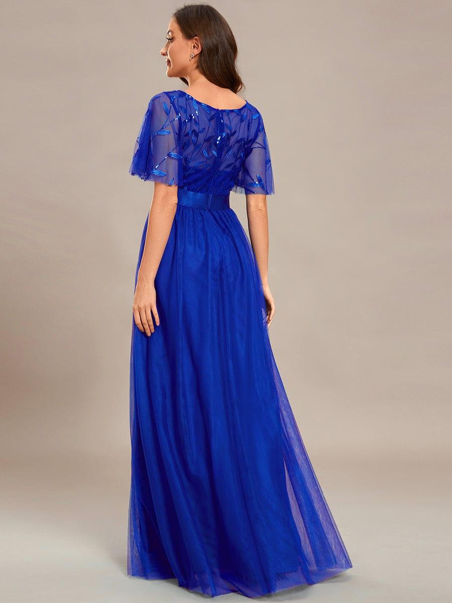 Cleo | A-Line Ruffle Sleeve Prom Dress