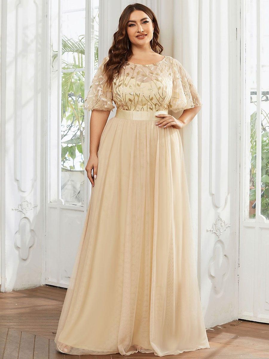 Cleo | A-Line Ruffle Sleeve Prom Dress