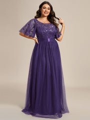 Cleo | A-Line Ruffle Sleeve Prom Dress