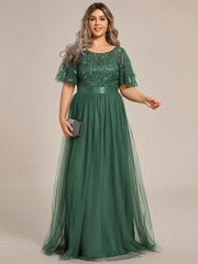 Cleo | A-Line Ruffle Sleeve Prom Dress