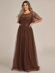 Cleo | A-Line Ruffle Sleeve Prom Dress