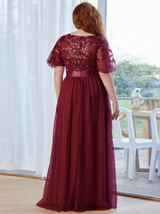 Cleo | A-Line Ruffle Sleeve Prom Dress