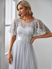 Cleo | A-Line Ruffle Sleeve Prom Dress