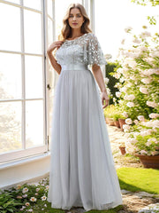 Cleo | A-Line Ruffle Sleeve Prom Dress