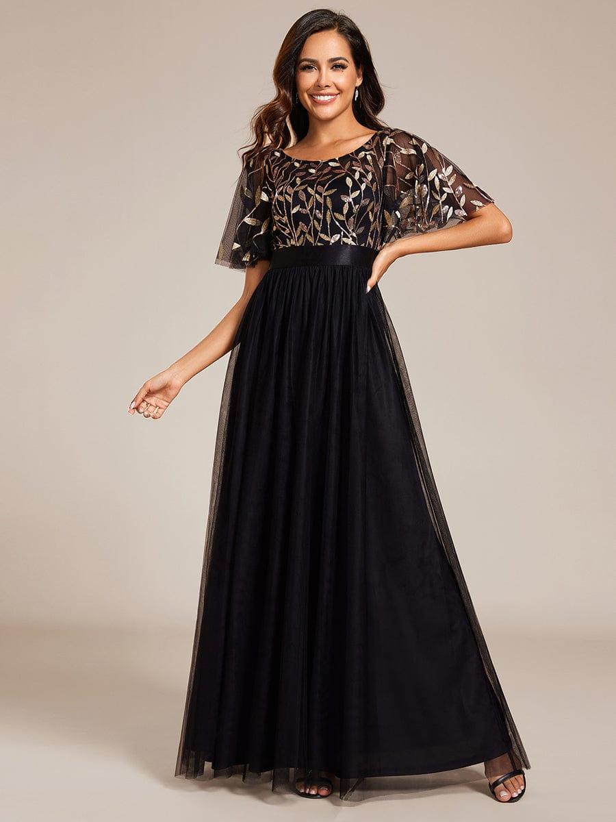 Cleo | A-Line Ruffle Sleeve Prom Dress