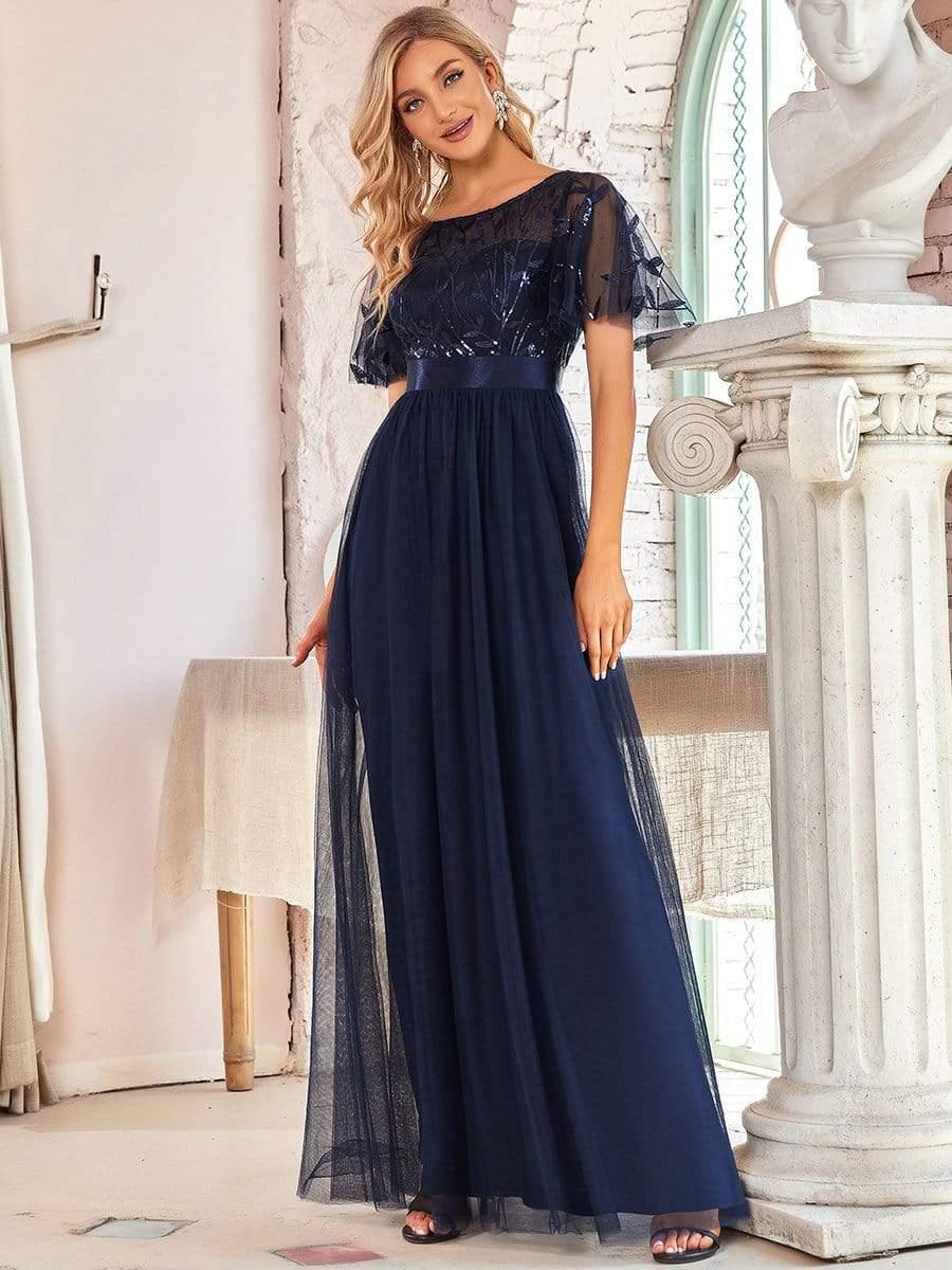 Cleo | A-Line Ruffle Sleeve Prom Dress