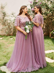 Cleo | A-Line Ruffle Sleeve Prom Dress