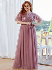 Cleo | A-Line Ruffle Sleeve Prom Dress
