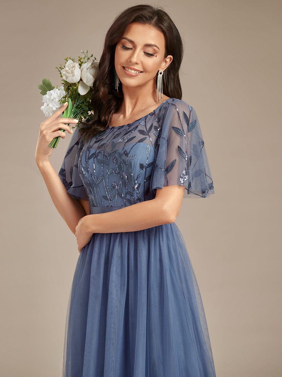 Cleo | A-Line Ruffle Sleeve Prom Dress