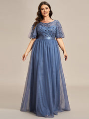 Cleo | A-Line Ruffle Sleeve Prom Dress