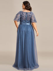 Cleo | A-Line Ruffle Sleeve Prom Dress
