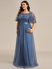 Cleo | A-Line Ruffle Sleeve Prom Dress