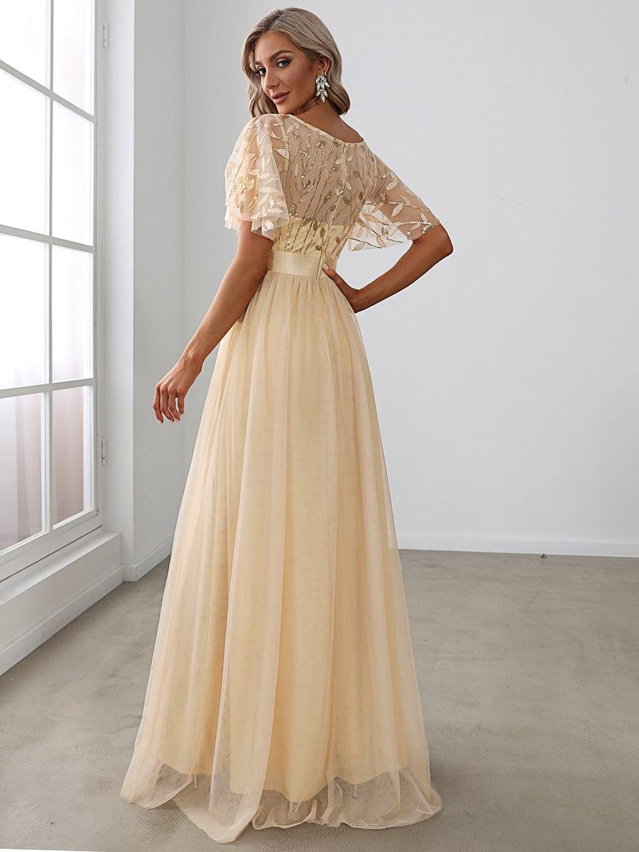Cleo | A-Line Ruffle Sleeve Prom Dress