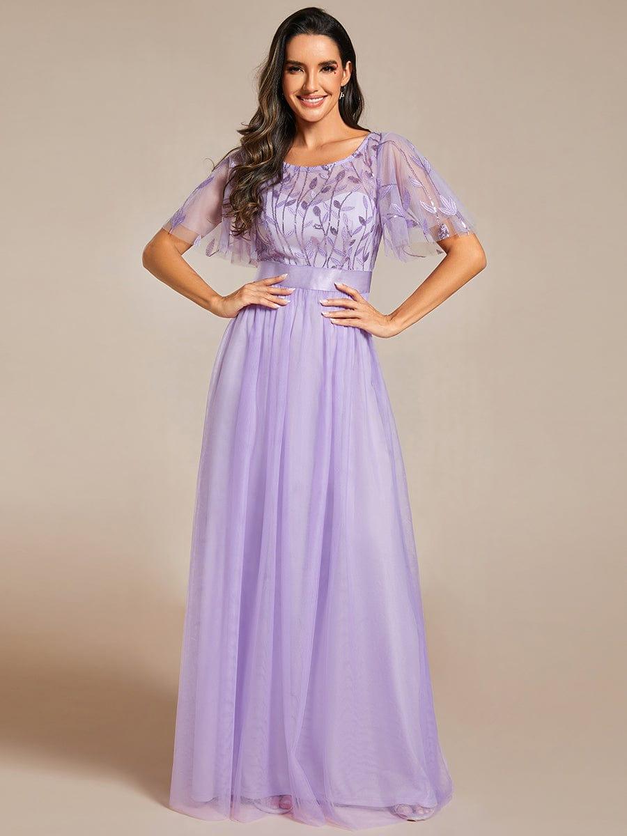 Cleo | A-Line Ruffle Sleeve Prom Dress
