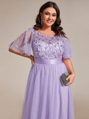 Cleo | A-Line Ruffle Sleeve Prom Dress