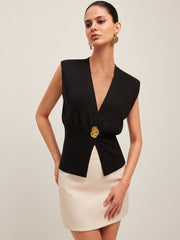 Cora | V-Neck Buttoned Holiday Clothes Sweater Vest
