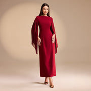 Luciana | Pleated Sleeve Crepe Midi Dress Mother of the Bride Outfits