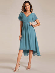 Daisy | A-Line V Neck High-Low Wedding Guest Dress