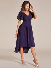 Daisy | A-Line V Neck High-Low Wedding Guest Dress