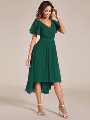 Daisy | A-Line V Neck High-Low Wedding Guest Dress