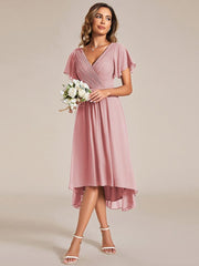 Daisy | A-Line V Neck High-Low Wedding Guest Dress