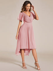 Daisy | A-Line V Neck High-Low Wedding Guest Dress