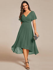 Daisy | A-Line V Neck High-Low Wedding Guest Dress