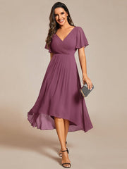 Daisy | A-Line V Neck High-Low Wedding Guest Dress