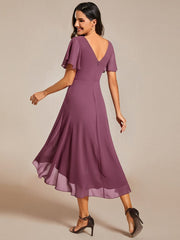 Daisy | A-Line V Neck High-Low Wedding Guest Dress