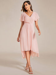 Daisy | A-Line V Neck High-Low Wedding Guest Dress