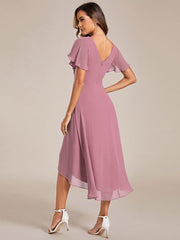 Daisy | A-Line V Neck High-Low Wedding Guest Dress