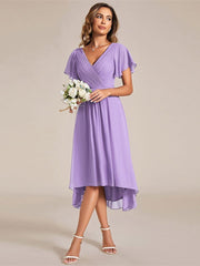 Daisy | A-Line V Neck High-Low Wedding Guest Dress