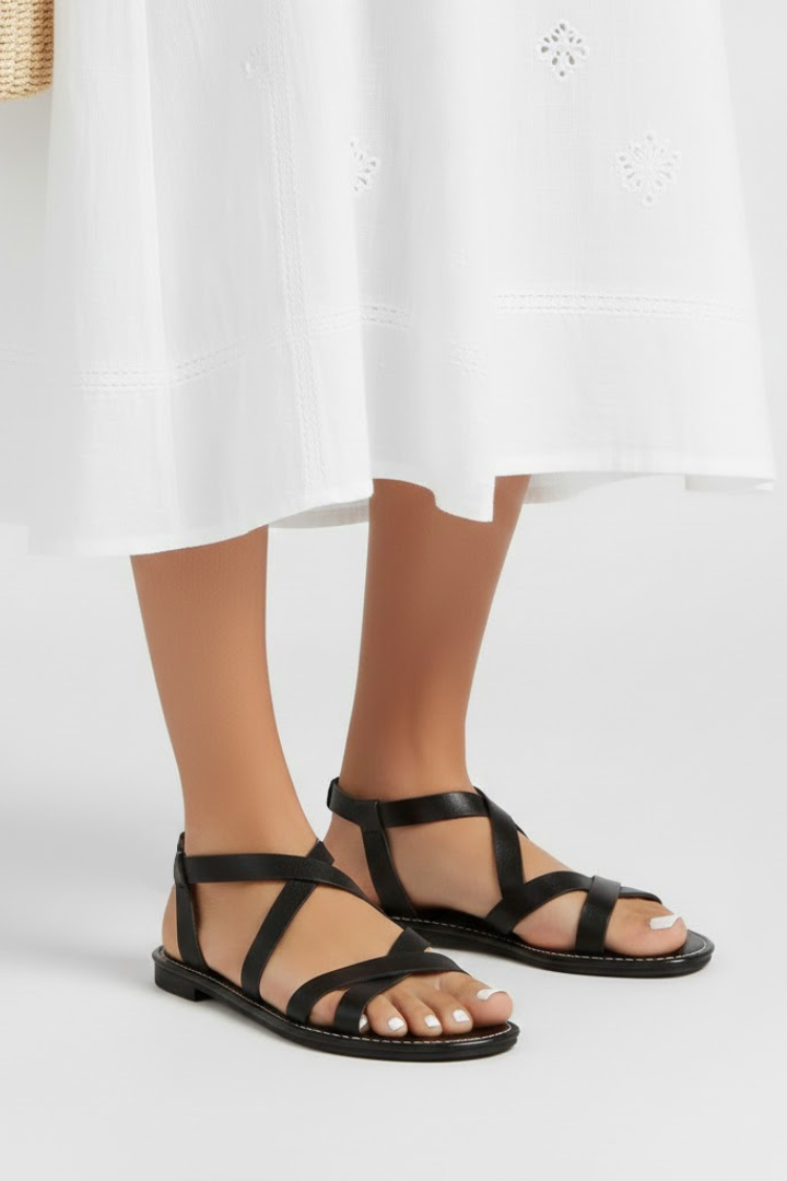 Diana | Flat Criss-Cross Strap Sandals