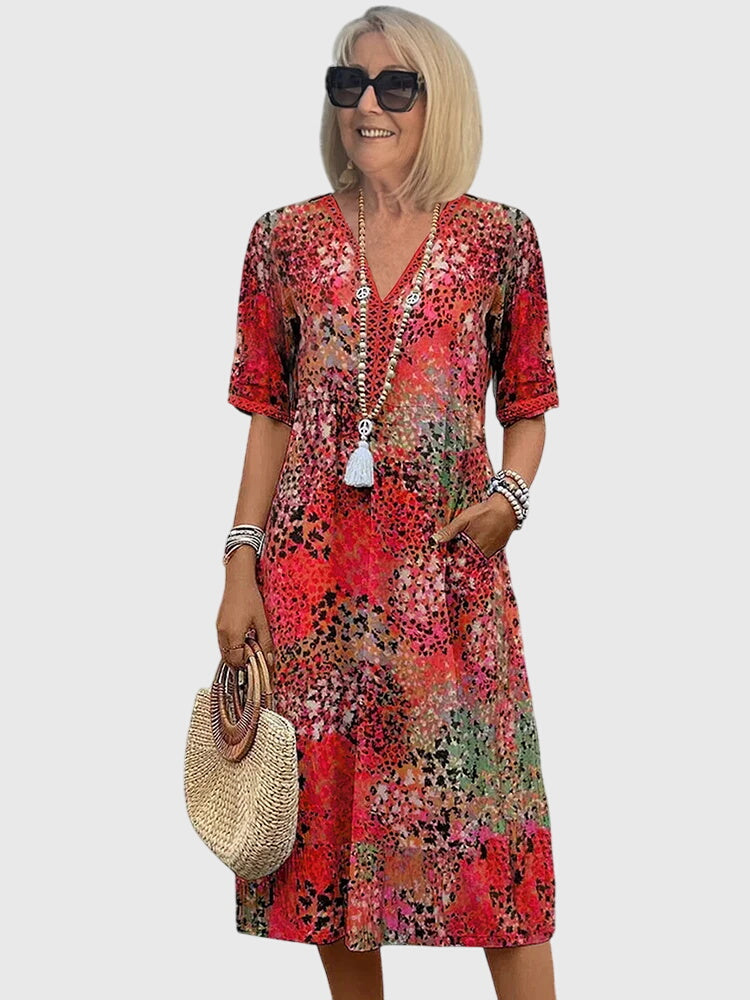 Elara | Fitted Floral Print Midi Dress