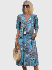 Elara | Fitted Floral Print Midi Dress