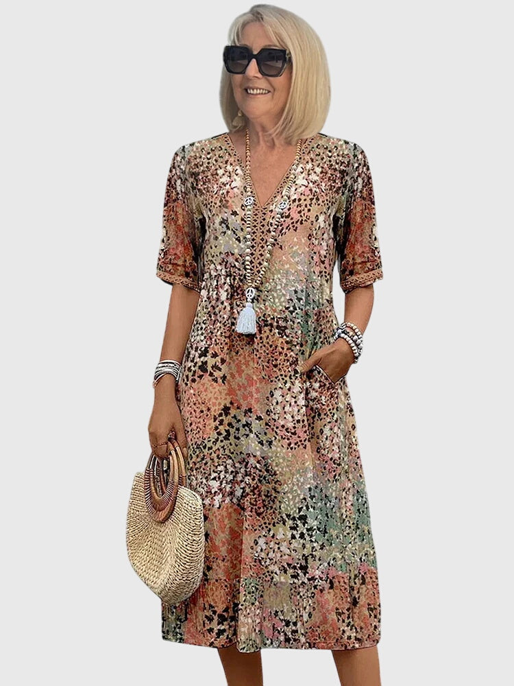 Elara | Fitted Floral Print Midi Dress