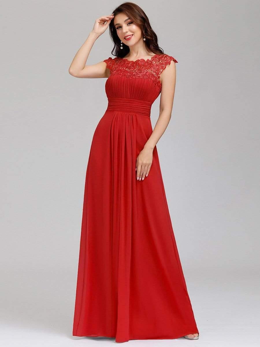 Elara | Lace Cap Sleeve Maxi Bridesmaid Dress Mother of the Bride Outfits