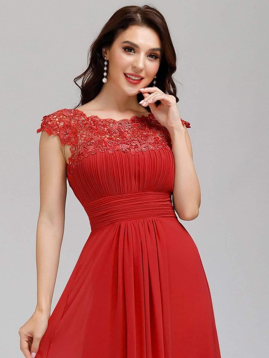 Elara | Lace Cap Sleeve Maxi Bridesmaid Dress Mother of the Bride Outfits