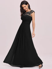 Elara | Lace Cap Sleeve Maxi Bridesmaid Dress Mother of the Bride Outfits