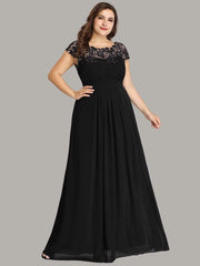 Elara | Lace Cap Sleeve Maxi Bridesmaid Dress Mother of the Bride Outfits