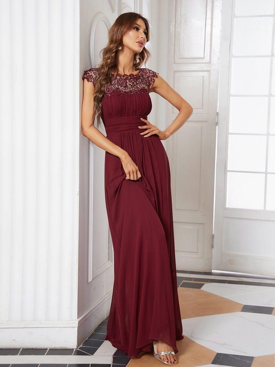 Elara | Lace Cap Sleeve Maxi Bridesmaid Dress Mother of the Bride Outfits